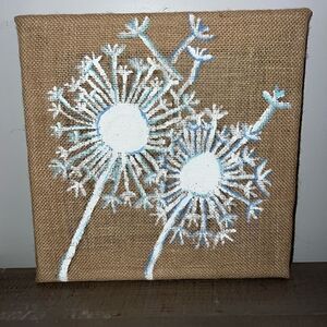 Painted Wrapped Burlap Dandelion Wall Art